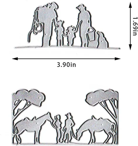 Miniatura 2 de Estivaux Troqueles de árboles de caballos para hacer tarjetas, juegos de troqueles de corte de vaquero, plantillas de troqueles familiares