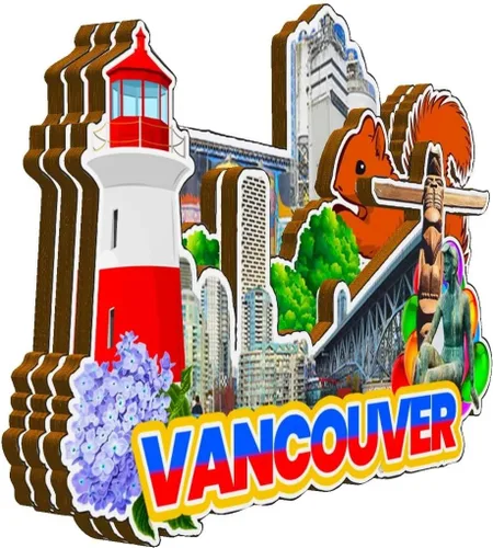 Miniatura 2 de Vancouver Canadá imán de nevera de madera 3D monumentos de viaje coleccionables recuerdos decoración hecha a mano -2159
