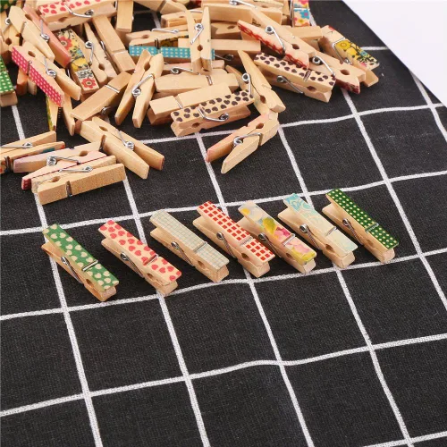 Miniatura 7 de DECORA Pinza de madera pintada colorida de 1.4 in/1.38 pulgadas, 100 piezas para clips de fotos, álbumes de chatarra, manualidades, envoltura