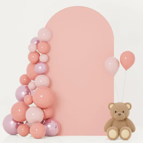 Miniatura 12 de FOTSHARER Cubierta para arco de boda, cubierta de arco de globo beige de 2.6 x 6 pies, cubiertas de fondo de arco de arco de elastano boho Chiara