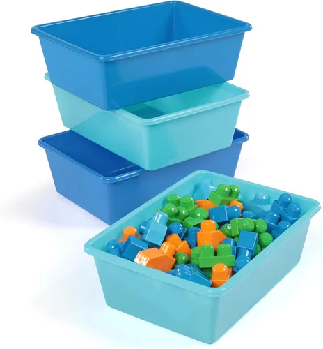 Miniatura 2 de Humble Crew Contenedores grandes de plástico para almacenamiento, juego de 4, azul marino/verde azulado, azul marino y verde azulado