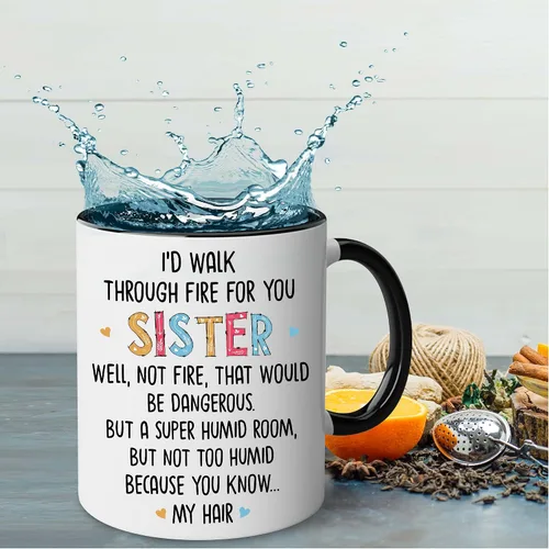 Miniatura 4 de WHIDOBE Taza personalizada para hermana (2 mujeres) personalizada de 11 onzas, 15 onzas, taza de cerámica para hermana, mejores amigas con avatares