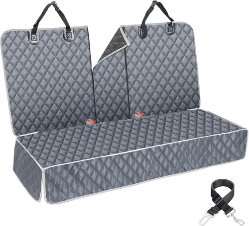 Miniatura 7 de ANOSOSPECIAL Funda de asiento de coche para perros en gris para el asiento trasero, piel antiadherente, apta para mascotas e impermeable - Protector