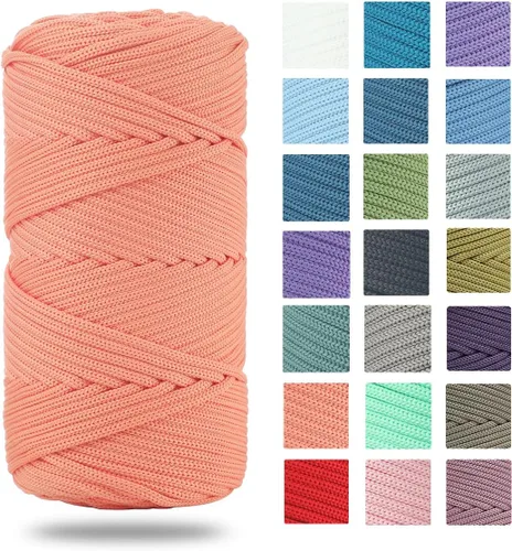 Miniatura 7 de Cordón de poliéster trenzado de 0.157 pulgadas, 160 yardas, hilo elástico para ganchillo, cuerda de poliéster para manualidades, bolsa de Beige