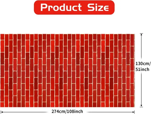 Miniatura 4 de PHOGARY 3 manteles de ladrillo rojo de 4.26 x 9 pies, telón de fondo de pared de piedra para decoración de fiestas, cubiertas de mesa rectangulares