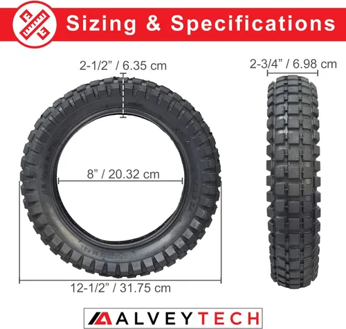 Miniatura 3 de AlveyTech Neumático de repuesto de 12-1/2 x 2.75 pulgadas, para Razor MX350 y MX400 Dirt Rocket, motocicleta eléctrica, mini bicicleta, scooter