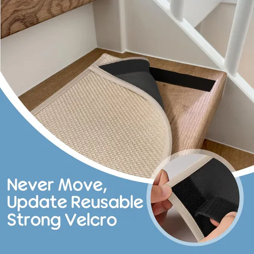 Miniatura 3 de GOYLSER Peldaños antideslizantes para escaleras de madera en interiores, 15 piezas de alfombrillas para escalones beige con respaldo de goma