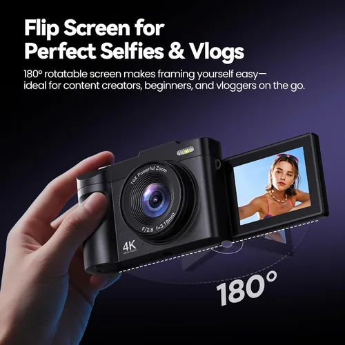 Miniatura 3 de Cámara digital 4K para fotografía y vlogging: cámaras de 50MP para video - cámara de foto con zoom 16X, regalos de cámara digital para adolescentes