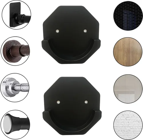 Miniatura 5 de Soporte para cortina de ducha, paquete de 2 soportes adhesivos para colgar en la pared, soportes de barra de tensión para colgar cortinas de baño