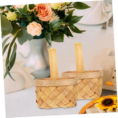 Miniatura 7 de Zerodeko Cesta de madera estilo 4pcs Little Baskets para almacenamiento de arreglos florales