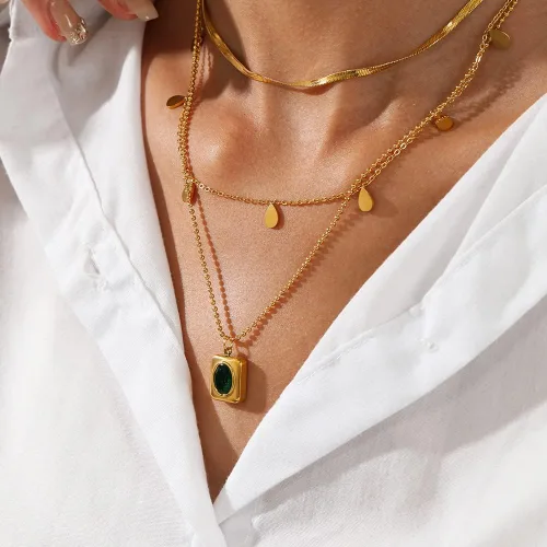 Miniatura 4 de Paxuan Juego de collar de cadena de eslabones en capas de oro de 14 quilates para mujer, gargantilla de cadena de oro, pulseras apilables
