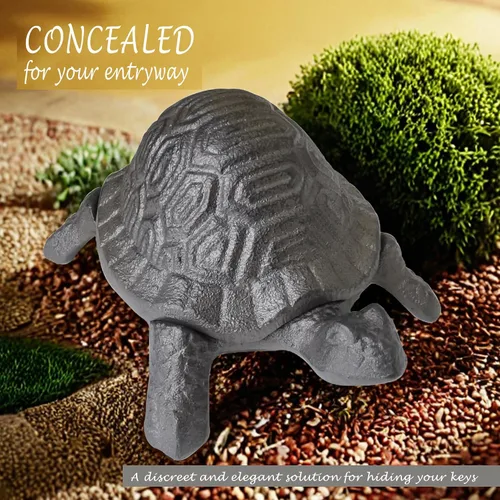 Miniatura 2 de Ocultador de llaves de tortuga de hierro fundido, soporte oculto para llaves, estatua decorativa de jardín, lugar secreto para llaves de repuesto