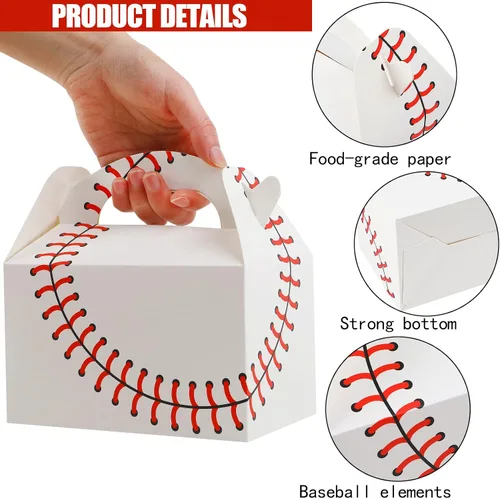 Miniatura 3 de CCINEE Cajas de regalo de béisbol, 16 unidades, temática deportiva, caja de regalo de fiesta de 6.2 pulgadas, bolsas de cartón para niños, adultos