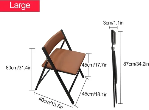 Miniatura 3 de 2 sillas deportivas para adultos, sillas de oficina plegables tapizadas, silla de salón portátil al aire libre para oficina, cocina (negro, grande)