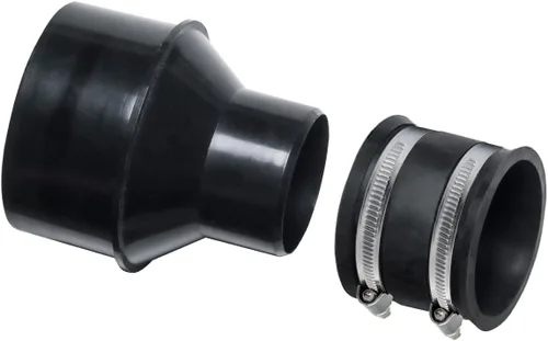 POWERTEC 70349 Reductor de 4 a 2-1/2 pulgadas y manguito flexible de control de polvo de 2-1/2 pulgadas con abrazaderas de manguera de acero