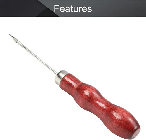 Miniatura 3 de Utoolmart Punzón para rascar, herramienta de punzón de cuero, mango de madera, doble forma de calabaza, herramientas de artesanía en cuero