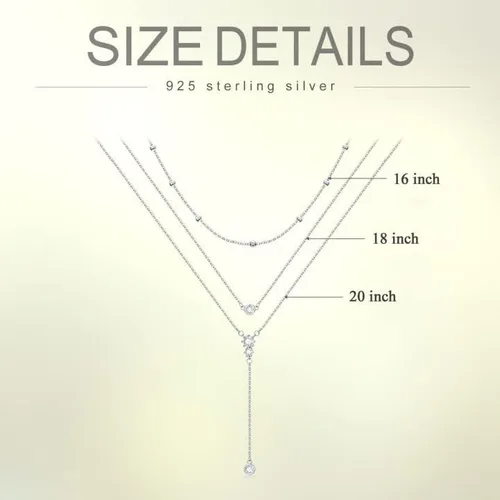 Miniatura 5 de Collar bohemio en capas de plata de ley triple 3 apilados barra vertical triangular collares largos en capas joyería de Navidad regalos para mujer