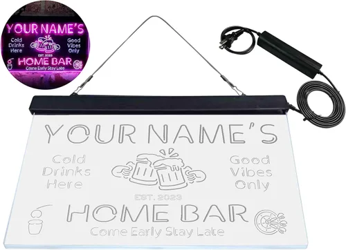Miniatura 9 de ADVPRO Letrero de neón LED de doble color personalizado con tu nombre para bar casero de cerveza, año de establecimiento, blanco y morado, 16 x 12