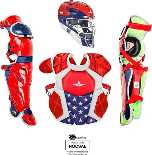 Miniatura 26 de All-Star Eje S7 de 9 a 16 años – Kit de equipo de captura de béisbol (incluye casco, protector de pecho, protectores de piernas), cumple con NOCSAE