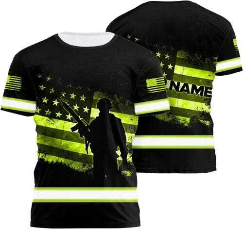 Miniatura 14 de Camisa de alta visibilidad para hombre, camisas de seguridad reflectantes con nombre personalizado para patriota, patriótico, veterano, militar