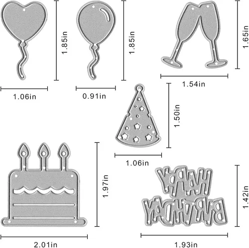 Miniatura 2 de Troqueles de corte de metal para fiesta de pastel de cumpleaños, globo de aire de vidrio de champán, plantillas en relieve, molde de plantilla