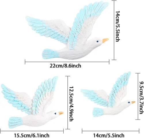 Miniatura 3 de MDLUU 3 piezas de arte de pared de gaviota, decoración náutica para colgar en la pared, placas de pared de gaviota para dormitorio temático