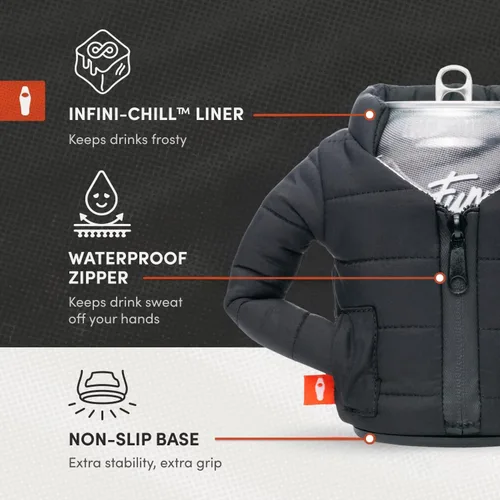 Miniatura 4 de Puffin - The Puffy Jacket - Enfriador de latas aislado de 12 oz I Botella de cerveza y soda aislante, mantiene las bebidas y bebidas frías - Negro