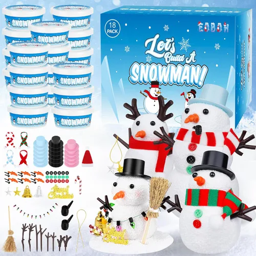 Miniatura 8 de Kit de Manualidades Navideñas de Muñeco de Nieve, Paquete de 3 Kit de Manualidades DIY de Muñeco de Nieve para Niños, Construye un Muñeco de Nieve