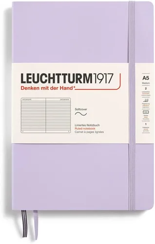 Miniatura 38 de LEUCHTTURM1917 - Cuaderno mediano A5 de tapa blanda, 123 páginas numeradas para escribir y llevar un diario (color negro, cuadriculado)
