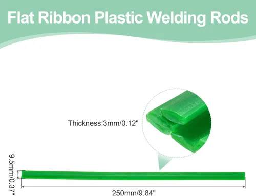 Miniatura 2 de MECCANIXITY 5 varillas de soldadura de plástico verde de 0.374 in x 9.843 in HDPE cinta plana de soldadura de plástico para reparar tanques de agua