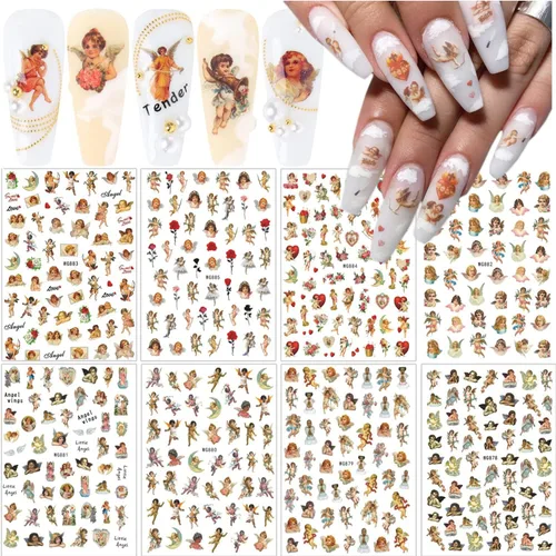 Miniatura 11 de Calcomanías de arte de uñas de Navidad 5D en relieve autoadhesivas para arte de uñas, lindos gnomos de Papá Noel, muñeco de nieve, árbol de Navidad