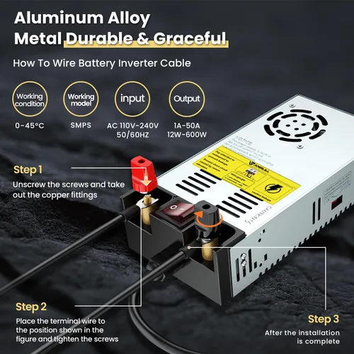 Miniatura 4 de Anbull Nueva versión 110V AC a 12V DC Convertidor, con interruptor de encendido/apagado,Terminales de cobre puro Transformador adaptador de 12V CC