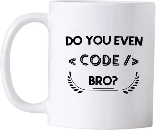 Miniatura 2 de Regalos de programador de computadora. Taza de café programadora nerd de 11 onzas con texto en inglés "Do You Even Code". Idea de regalo