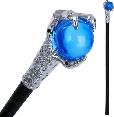 Disfraces de Halloween, bastones para caminar, garra de dragón de fuego azul, varitas de orbe para caminar, bastón para fotos, accesorios decorativos