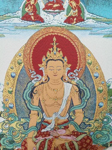 Bordado de seda Tíbet Thangka Budismo Maitreya Bodhisattva Budista Deidad Tangka Colgante de pared para decoración del hogar, tapiz de meditación