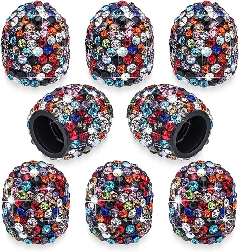 Miniatura 26 de 8 PCS Tapas de Válvula de Vástago de Neumático con Diamantes de Cristal Brillante, Tapas de Válvula de Neumático de Coche a Prueba de Polvo Blanco