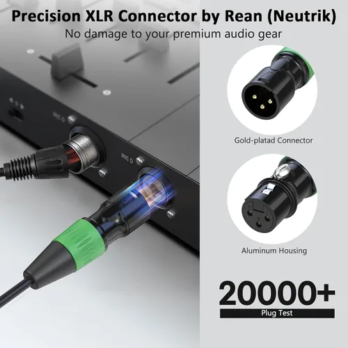 Miniatura 4 de Cables XLR de 3 pies, 4 unidades, cables de micrófono macho a hembra, 3 pines, conectores codificados por color chapado en oro para micrófonos