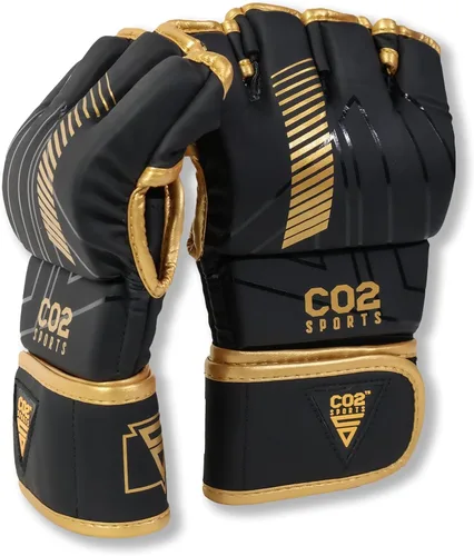 Miniatura 10 de Guantes Titan MMA, diseño híbrido, guantes de entrenamiento de palma abierta para Sparring, Kickboxing, Muay Thai, color negro