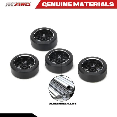 Miniatura 2 de RCAWD Neumático de deriva de metal ampliado de 1.142 in con cubo 4 piezas para 1/28 Wltoys K969 Series Upgrades Part Negro