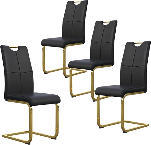 Miniatura 8 de Juego de 2 sillas de comedor, modernas sillas de comedor de piel sintética, sillas tapizadas para cocina, comedor, respaldo alto ergonómico
