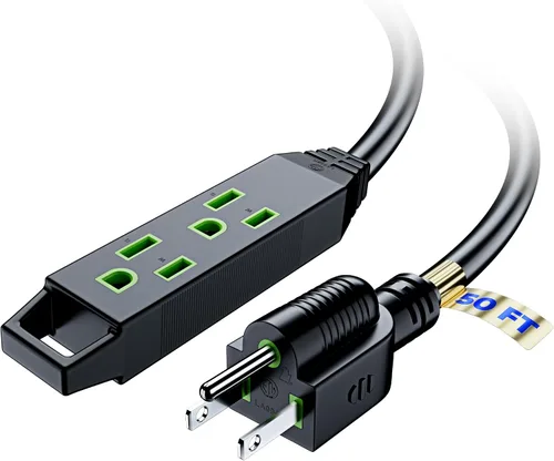 Miniatura 19 de Cable de extensión de 4 pies, paquete de 2 cables de extensión con múltiples tomas, calibre 16 (verde) certificación ETL Azul