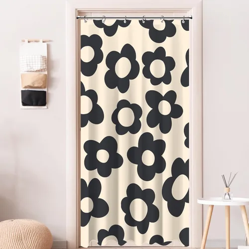 Miniatura 18 de Cortina de ducha pequeña para casa rodante, tamaño medio, estilo retro de los 70, con flores bonitas, estética abstracta de margaritas, decorativa