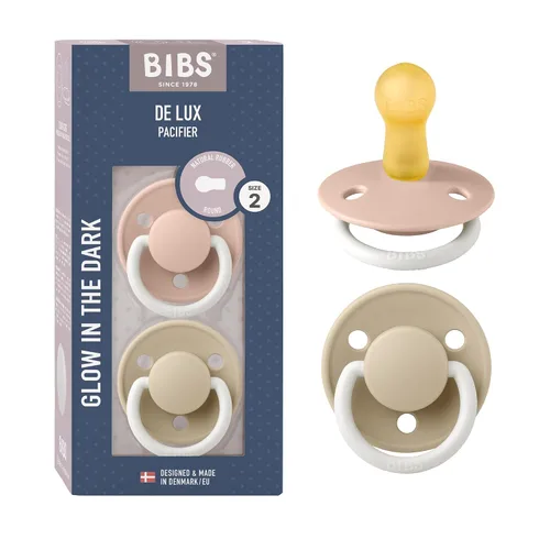 Miniatura 21 de BIBS De Lux - Paquete de 2 chupetes para bebé, fabricados en Dinamarca, chupete simulado sin BPA, pezón redondo. látex de goma natural, talla 1
