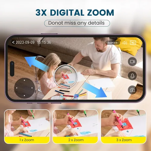 Miniatura 8 de litokam Cámara de seguridad 2K para interiores, cámaras panorámicas/inclinables de 360 para seguridad en el hogar con detección de movimiento