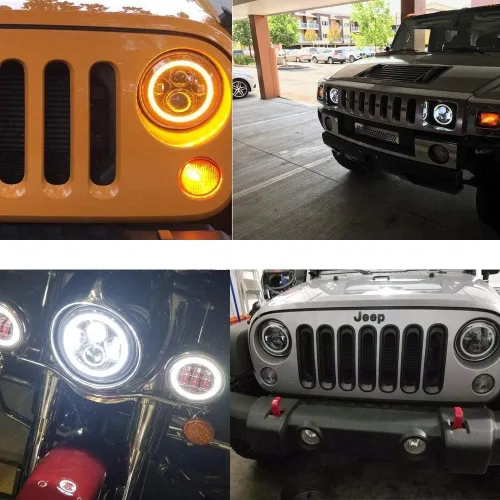 Miniatura 7 de Compatible con Mazda Miata MX5 MX-5 1990-1997 H6024 Pareja de luces de faro Halo Ojo de Ángel Blanco DRL Luz de giro Ámbar con haz alto y bajo