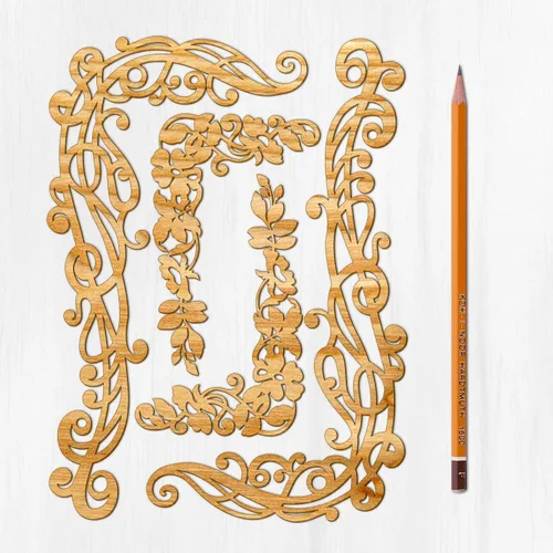 Miniatura 24 de Ajoure Lasercut Embelishments # Art Nouveau - Marcos de borde con patrón floral, chapa vintage, madera aglomerada, silueta de madera contrachapada