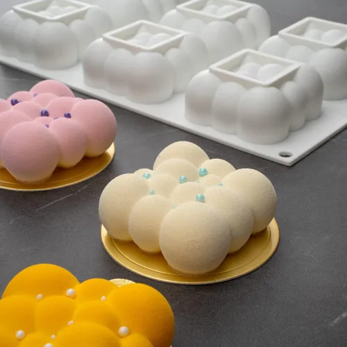 Miniatura 8 de Restaurantware Pastry Tek - Moldes de 6 cavidades, 10 moldes de burbujas listos para horno, flexibles, congelables, silicona blanca, fácil