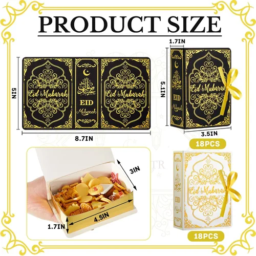 Miniatura 2 de Honoson 36 cajas de recuerdo de Ramadán Eid Mubarak de 4.5 x 3 pulgadas, cajas cuadradas de dulces Eid Al Fitr con cinta dorada para suministros