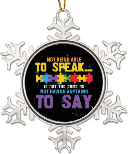 Adornos de Navidad con diseño de copo de nieve de metal para concientización sobre el autismo, adornos de Navidad para autismo, regalo de autismo,