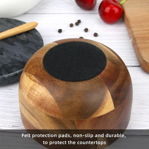 Miniatura 4 de Caja de Sal de Madera con Tapa de Mármol y Cuchara, Moderno Recipiente de Piedra Negra para Sal o Pimienta Azúcar Especias Condimentos, Contenedor